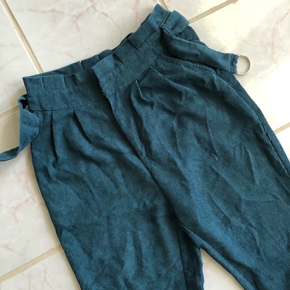 Teal Corduroy Paperbag Bag Pants - Picture 8 of 10